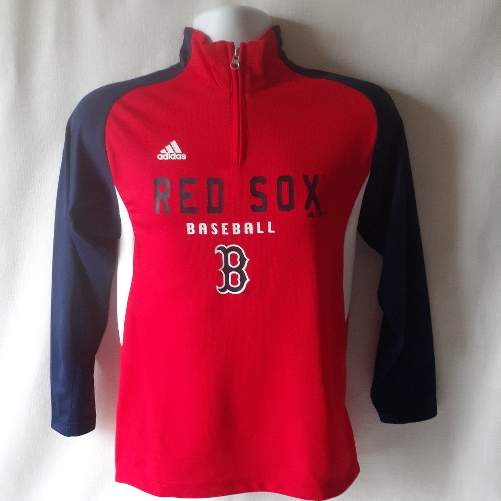 Adidas Boston Red Sox boys red/navy 1/4 zip pullover track jacket size 10/12